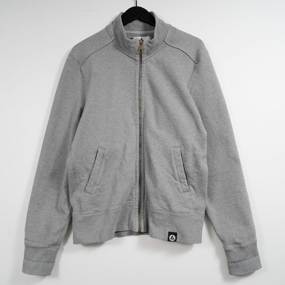 American Giant Moto Full Zip Hoodie Gray Heavyweight Fleece Size L USA made